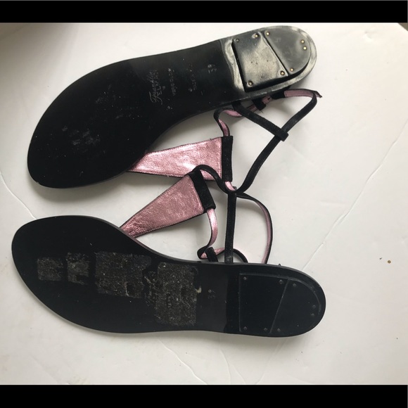 Franklin Elman NEW Jewel Thong T-Strap Leather Sandals Flats Open Toe Bead Italy - Picture 3 of 8